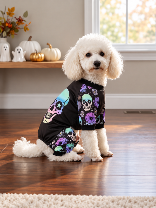 Puppy Floral Skull Pajamas