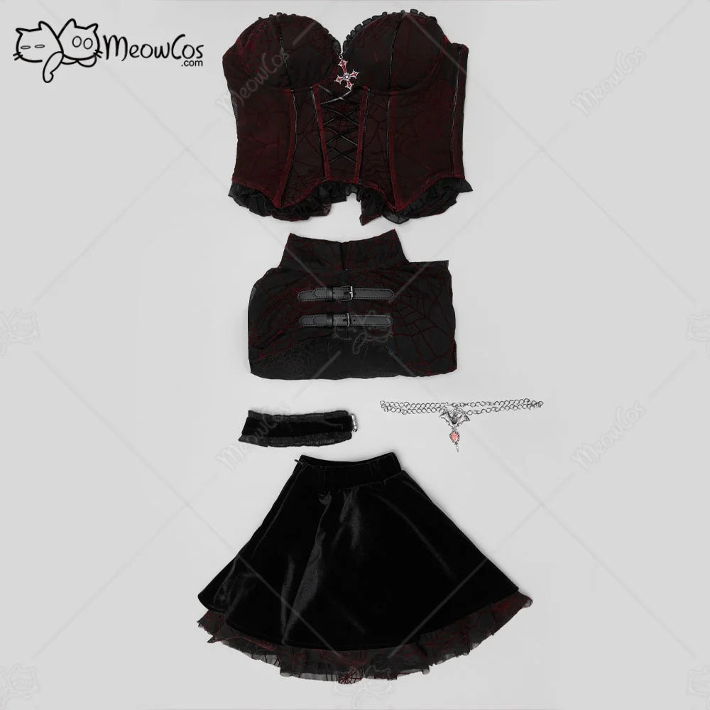 Crimson Web Gothic Corset Set