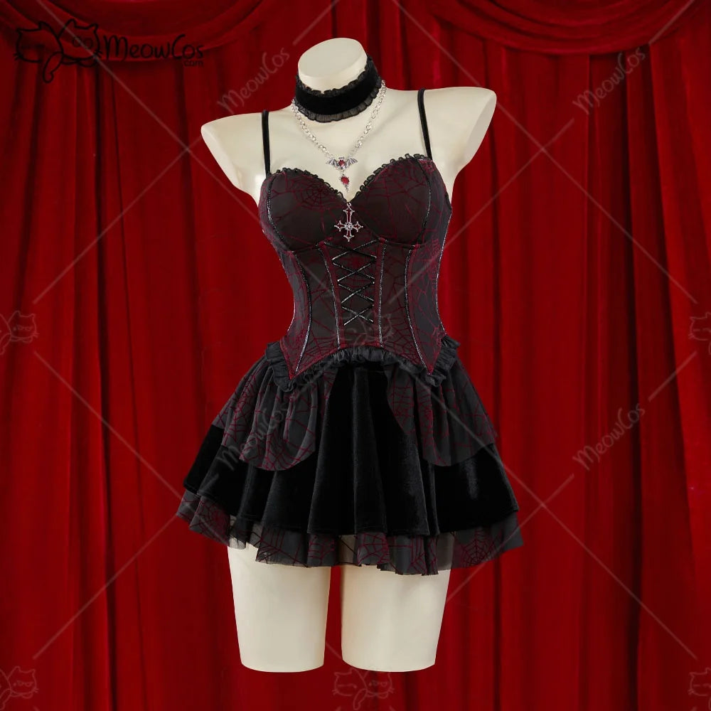 Crimson Web Gothic Corset Set