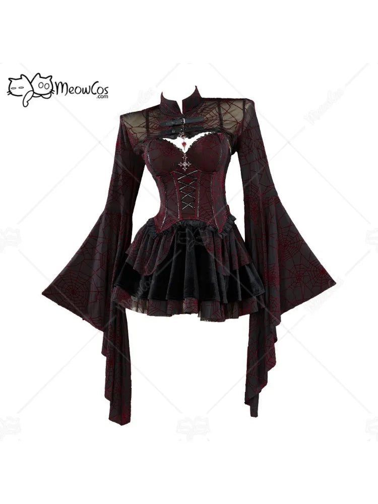 Crimson Web Gothic Corset Set
