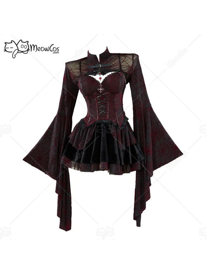 Crimson Web Gothic Corset Set