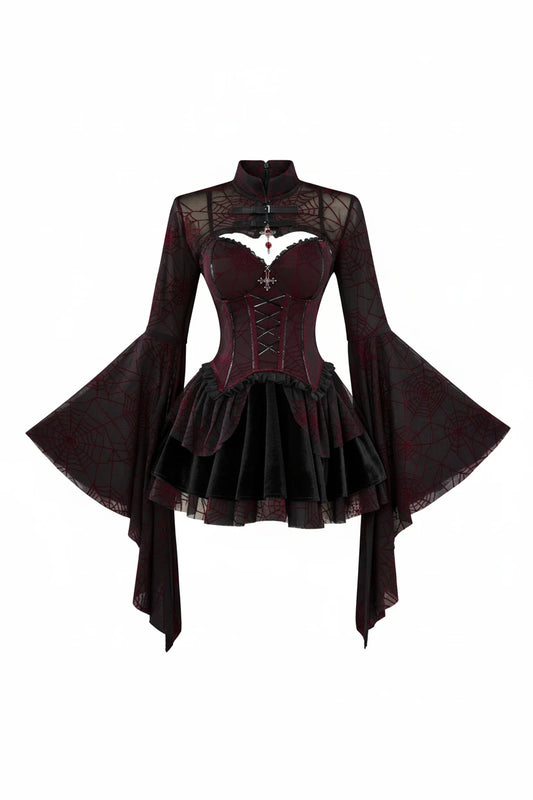 Crimson Web Gothic Corset Set