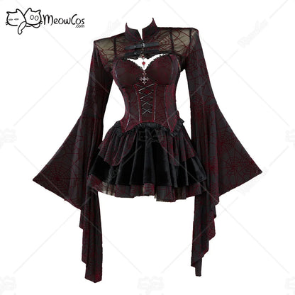 Crimson Web Gothic Corset Set