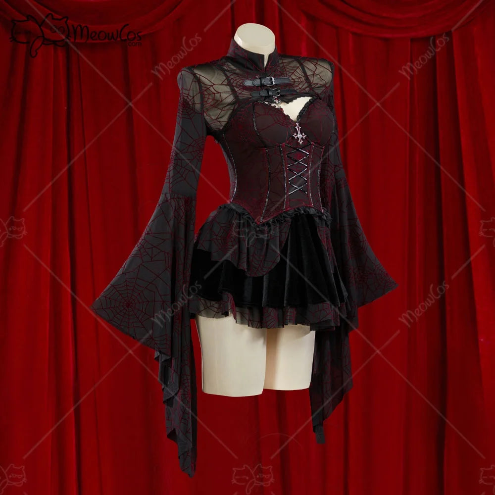 Crimson Web Gothic Corset Set