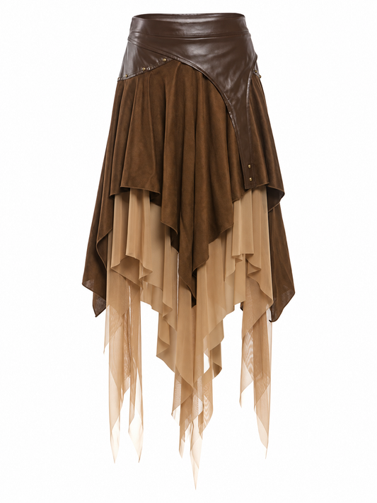 Leather Ruffle Skirt